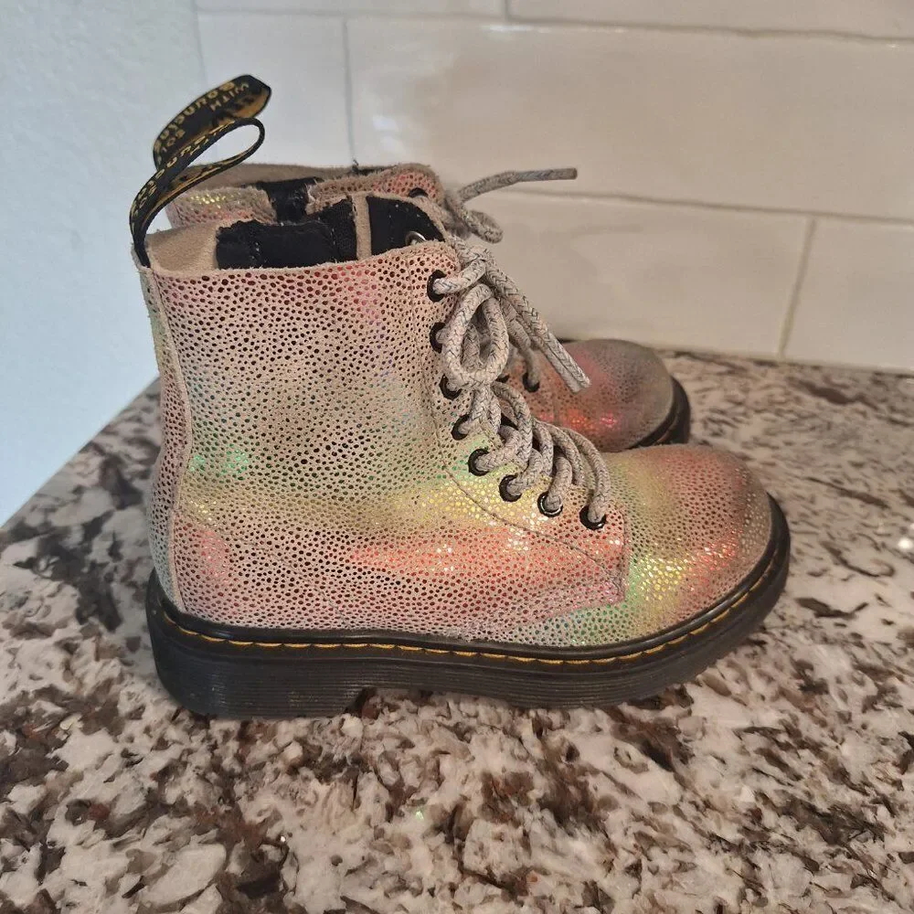 Dr. Martens Pascal suede‎ boots 1460 rainbow glitter lace up size 12 US